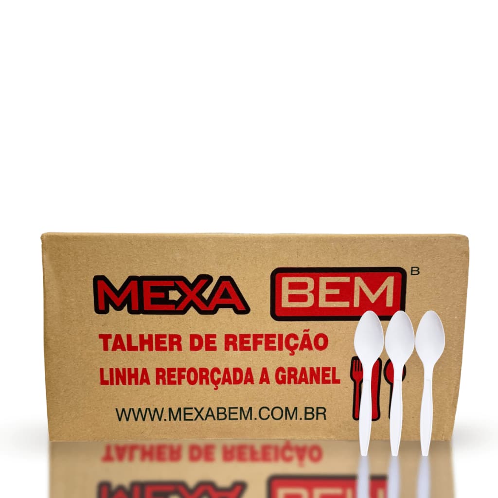 Colher Descartável Reforçada Branca Mexa Bem 500un