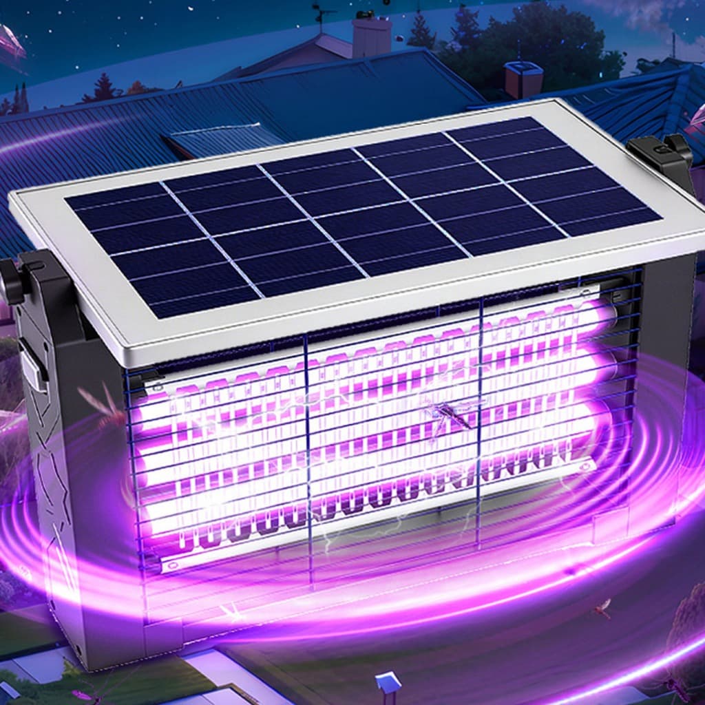 Armadilha Elétrica para Insetos Movida a Energia Solar com Luz UV, Adequada para Moscas e Mosquitos