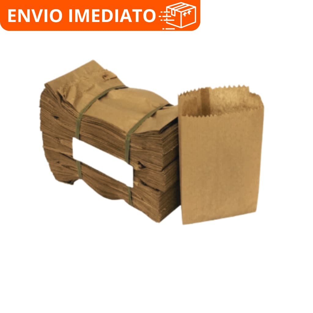 Saco Kraft 5kg RJ C/500 Unidades Papel Pardo Resistente Delivery Padaria Mercado