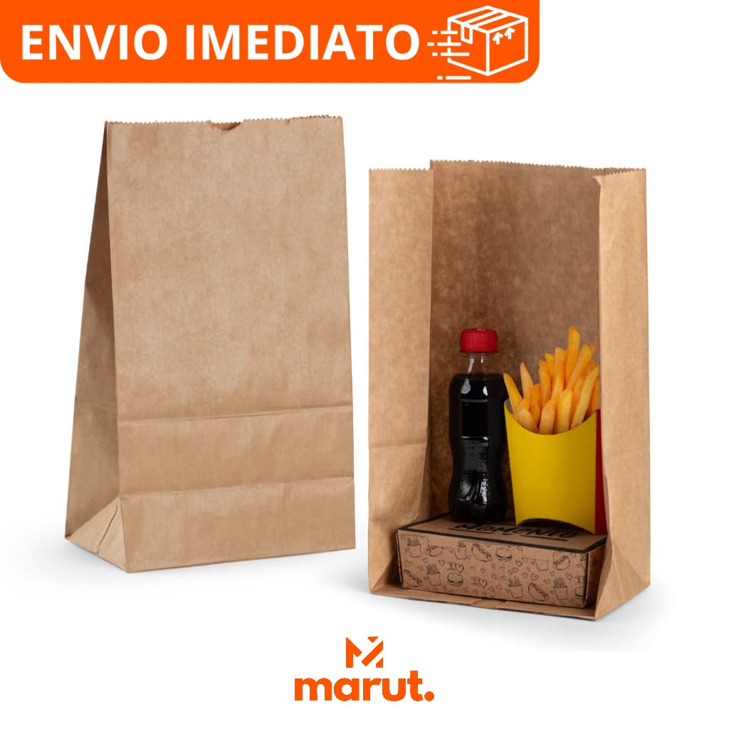Saco Kraft SOS 10kg Reforçado Delivery Padaria Lanches Doces 50un