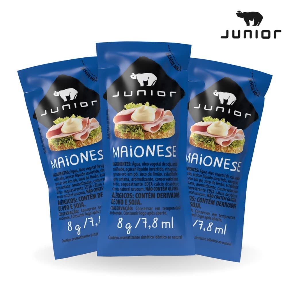 Maionese Sachê Tradicional Junior 8g Caixa Com 176 Unidades Molho Cremoso Lanches Fritas Snacks