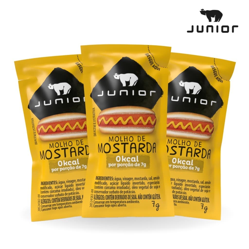 Mostarda Sachê Tradicional Junior 7g Caixa Com 176 Unidades Molho Cremoso Lanches Fritas Snacks