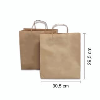 Sacola, saco kraft com alca delivery 32x30x19cm liso - 200UN