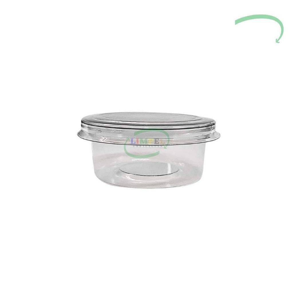100 Molheira Descartável Com Tampa 50ml Potinho Mini Pote Transparente Embalagem Delivery