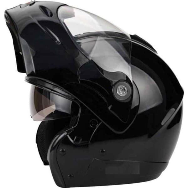 Capacete Moto Mixs Captiva Preto Brilhante Articulado Escamoteável Robocop com Viseira interna fumê