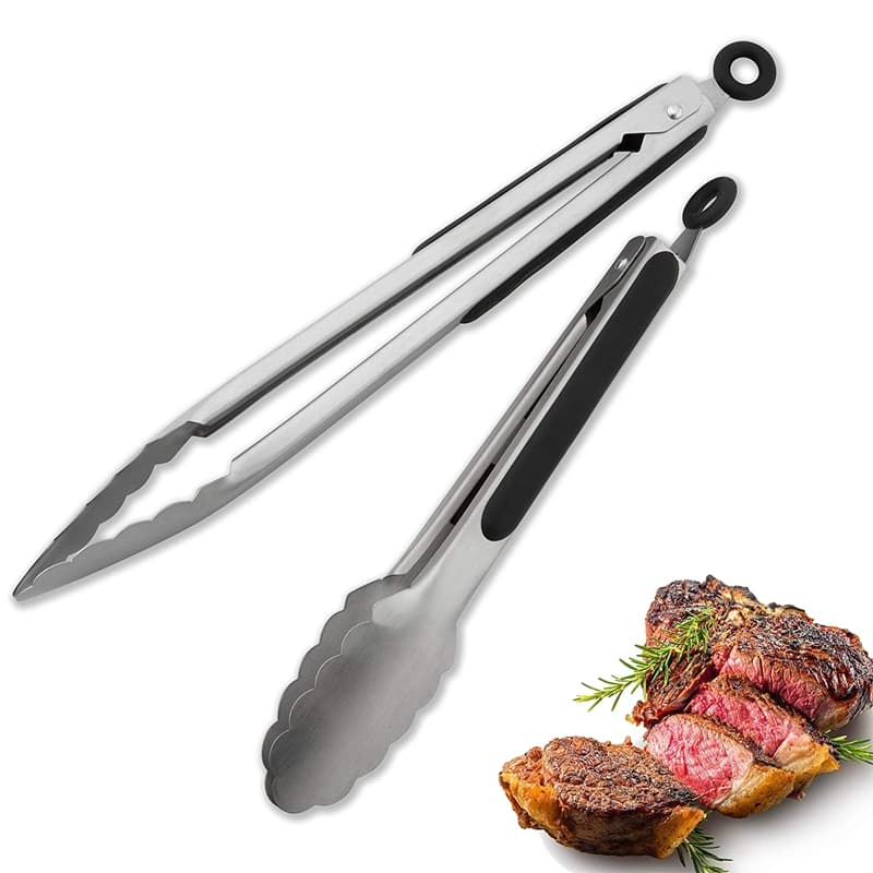 Pegador De Cozinha 40cm Para Churrasco Salada ,Churrasco Com Trava Universal Culinário Cor Aço Inox