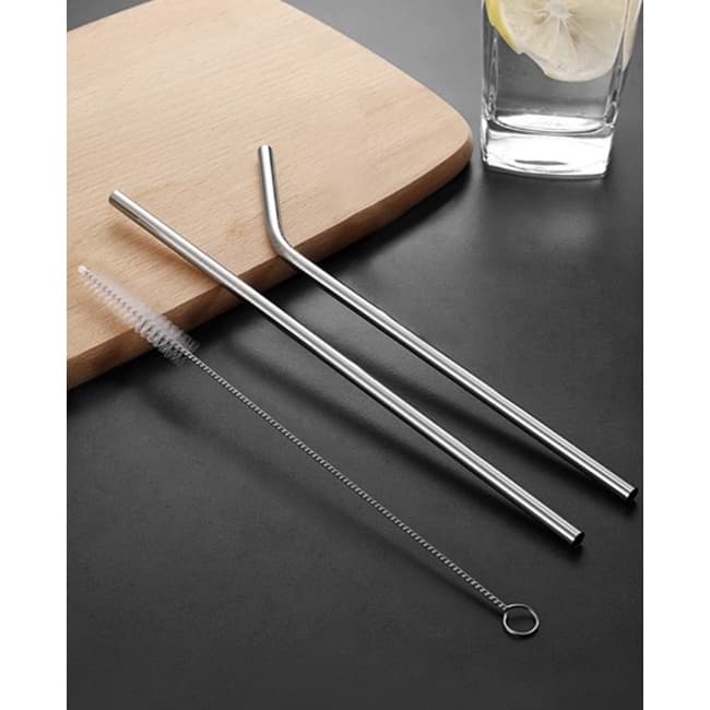 2 kits Canudos Reutilizável de Aço Inox com 1 Escova de Limpeza