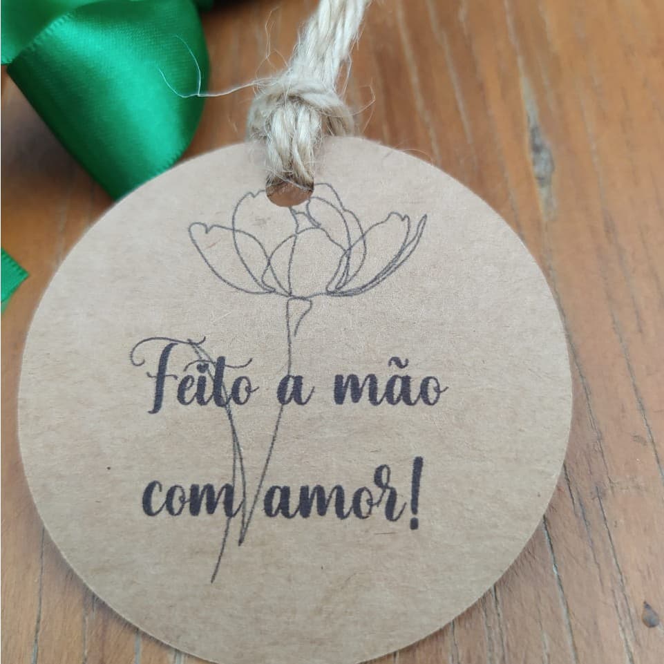 100 Tags "Feito a Mão, com amor" Kraft  para lembrancinhas, embalagens , bolo de pote, doces, sacolas, entega de pedidos, doceria, padaria, doces gourmet