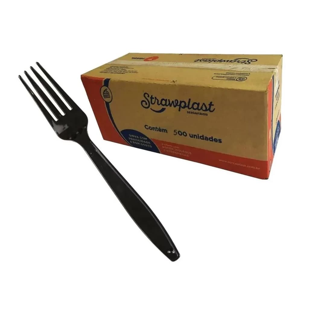 Garfo Descartável Para Refeição Reforçado Preto (1cx) C/500