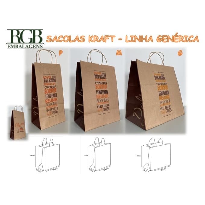 SACOLA KRAFT "ARTE GENÉRICA" - PARA DELIVERY COM ALÇA