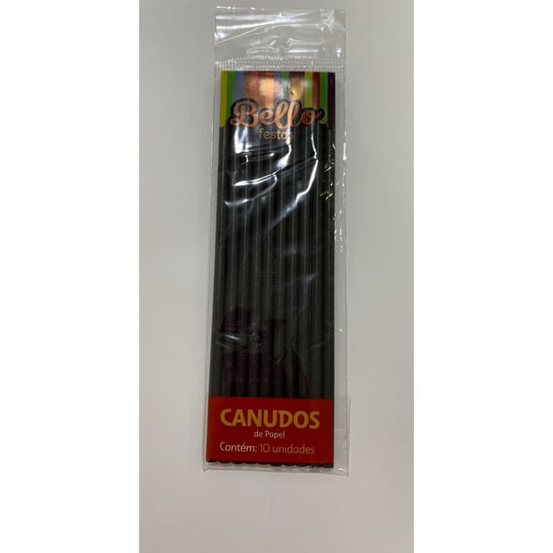 CANUDO DE PAPEL LISO - PRETO 20X6 - BELLO FESTAS-  Pacote com 10 unidades