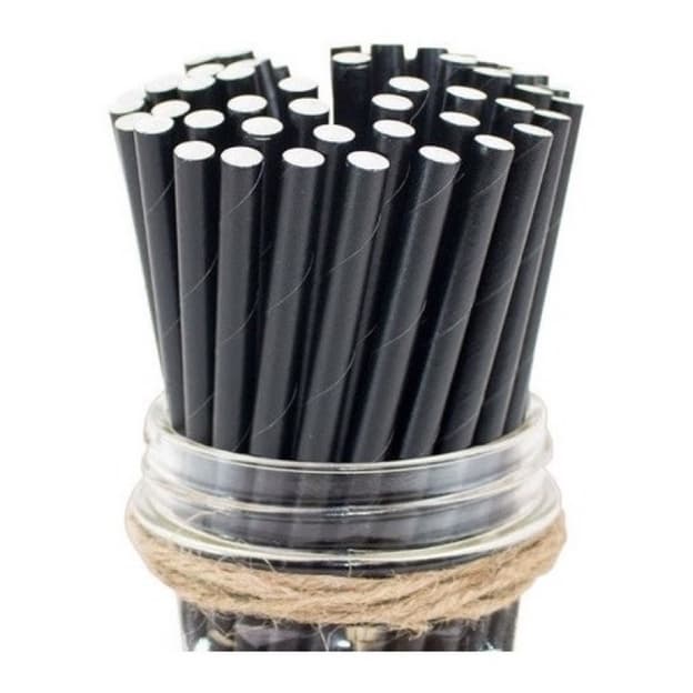 Kit Canudo de Papel Preto Decoração Festa Aniversário Pirulito Cake Pop Topo de Bolo Halloween