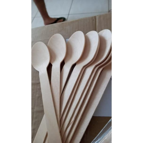 20 uni Colher de Madeira sobremesa Biodegradavel de 16 cm