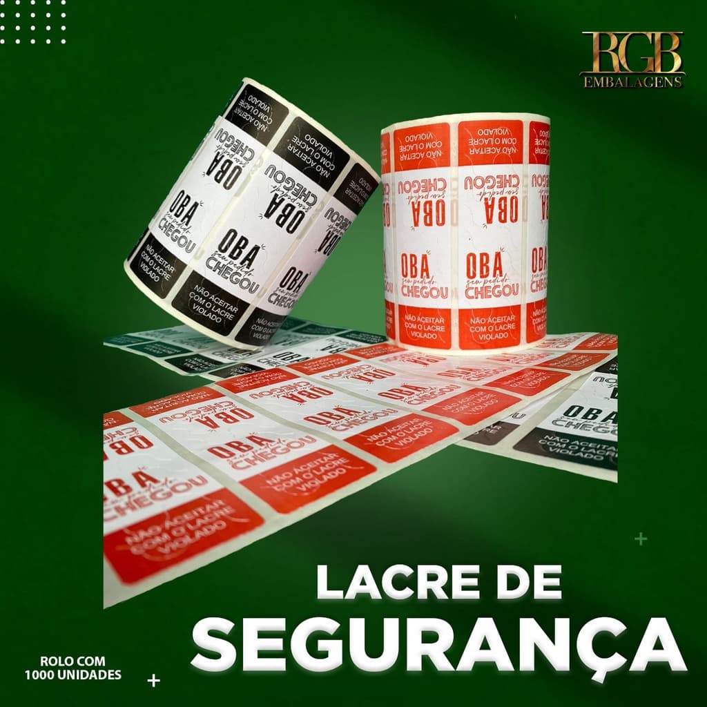 LACRE DE SEGURANÇA - ROLO COM 1000 UNIDADES - ADESIVO PARA DELIVERY - Tam. 10x3cm