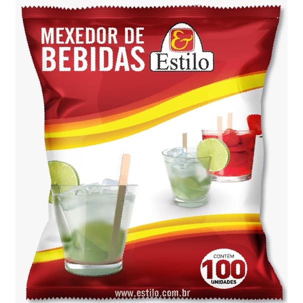 300 Mexedor de Bebida Drink Suco Madeira 12cm