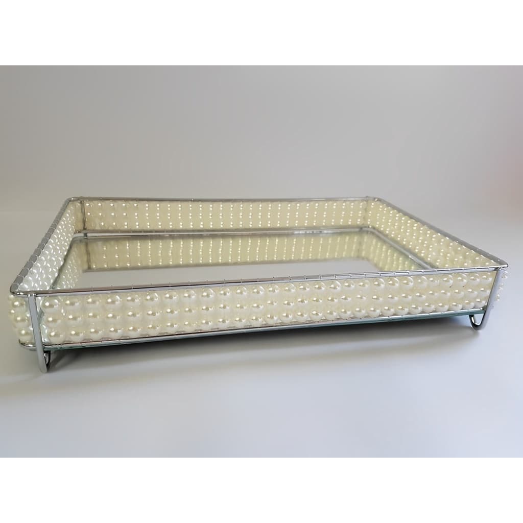 Bandeja Travessa Retangular Luxo Inox Espelhado Decoração
