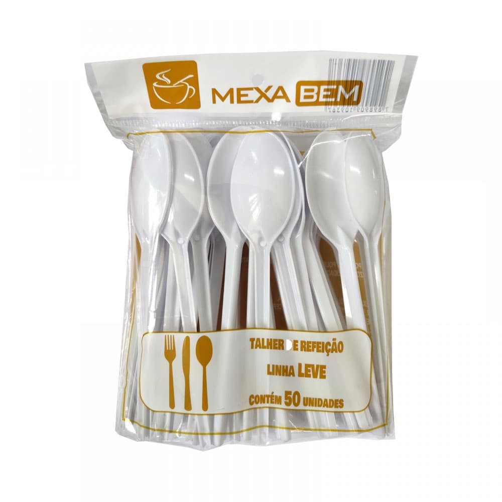 Colher Refeição Leve Branca 15,7cm 50 unid