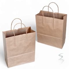 Kit 100 Sacolas de Papel Kraft 120g - 23x28x10 Extra Resistentes com Alça Torcida para Delivery e Presentes