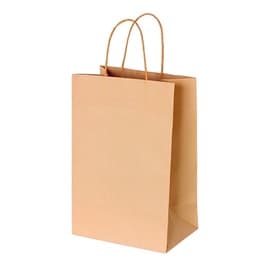 Kit 100 Sacolas Kraft Tamanho P Pequena Alça Torcida Delivery