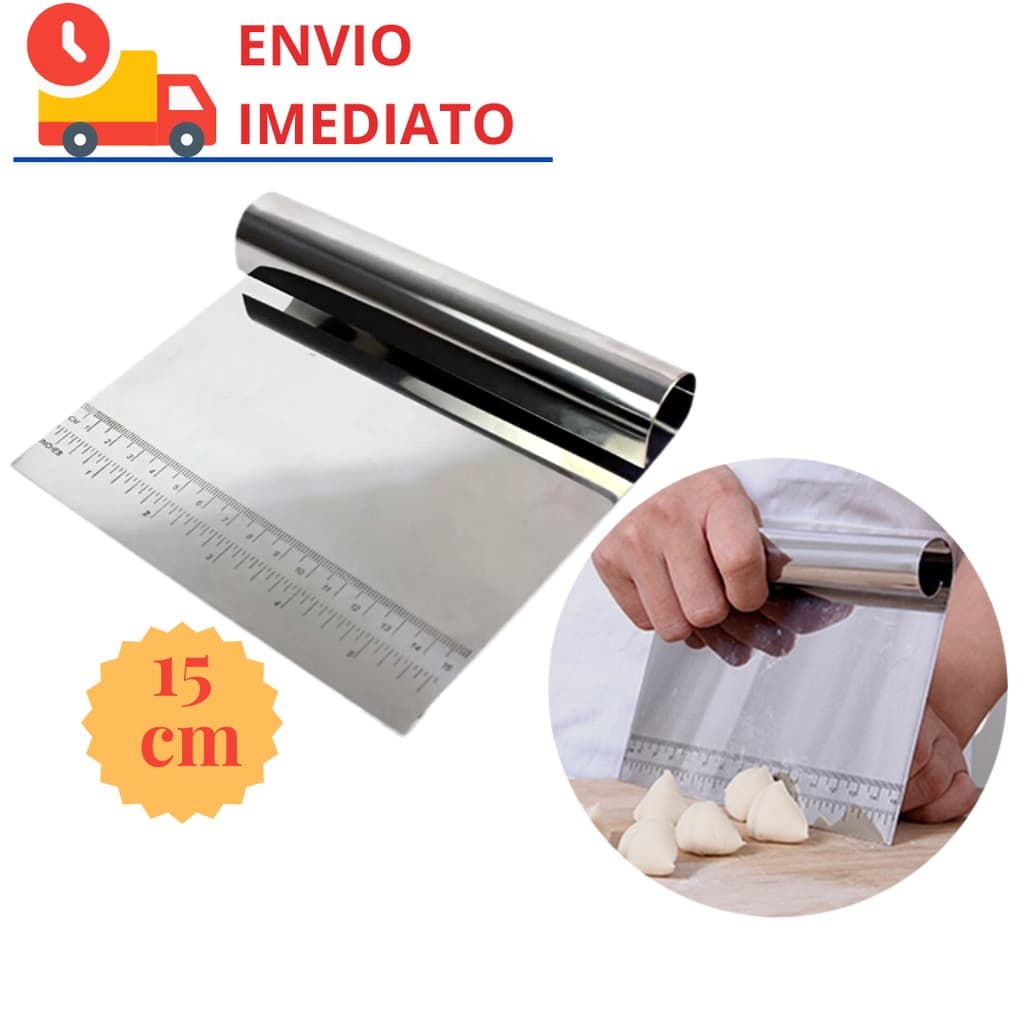 Espátula em Inox Prática Raspador De Massa Com Cabo Tubular 15cm Confeiteiro
