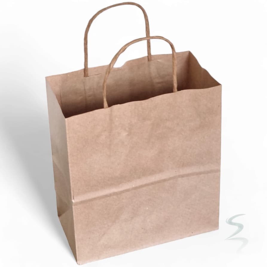 Kit 500 Sacolas de Papel Kraft 120g -20x22x10 - Extra Resistentes com Alça Torcida para Delivery e Presentes