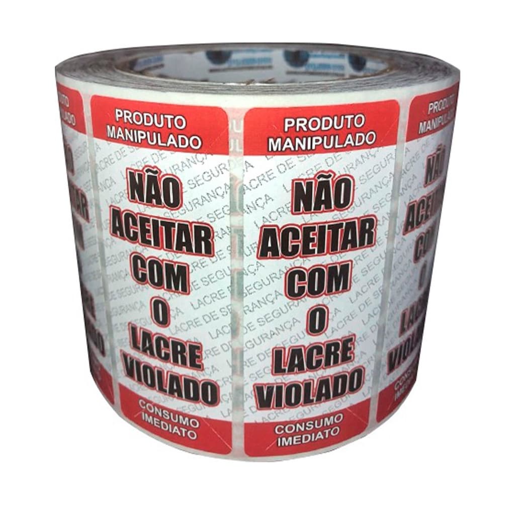 Kit 27 Rolos de Etiqueta Adesiva Lacre para Delivery 90mmX35mm Vermelho