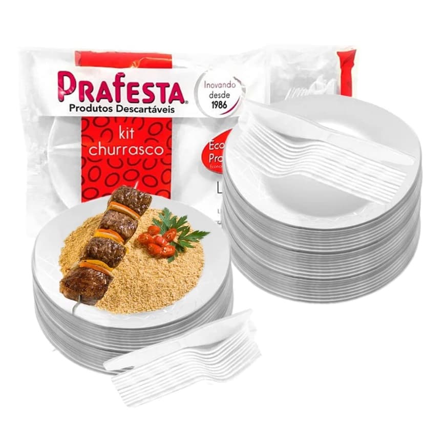 Kit 50 Prato Garfo E Faca Descartável Pra Churrasco Refeição Acrílico Reforçado e Resistente