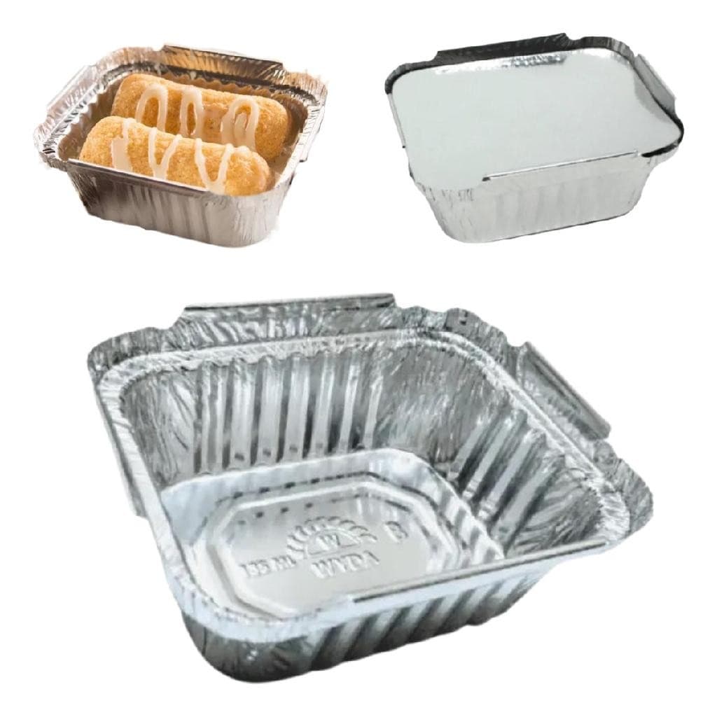 200Un Bandeja Marmita Marmitex Marmitinha Alumínio 135ml Tampa Cartão Retangular Armazenamento de Alimentos