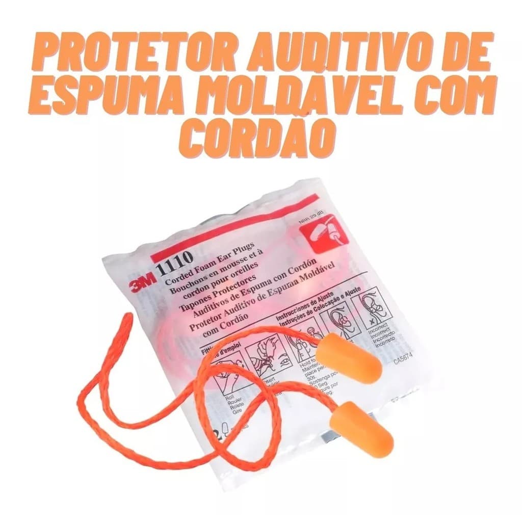 Kit 10 Protetores Auriculares De Silicone Com Cordão 3M