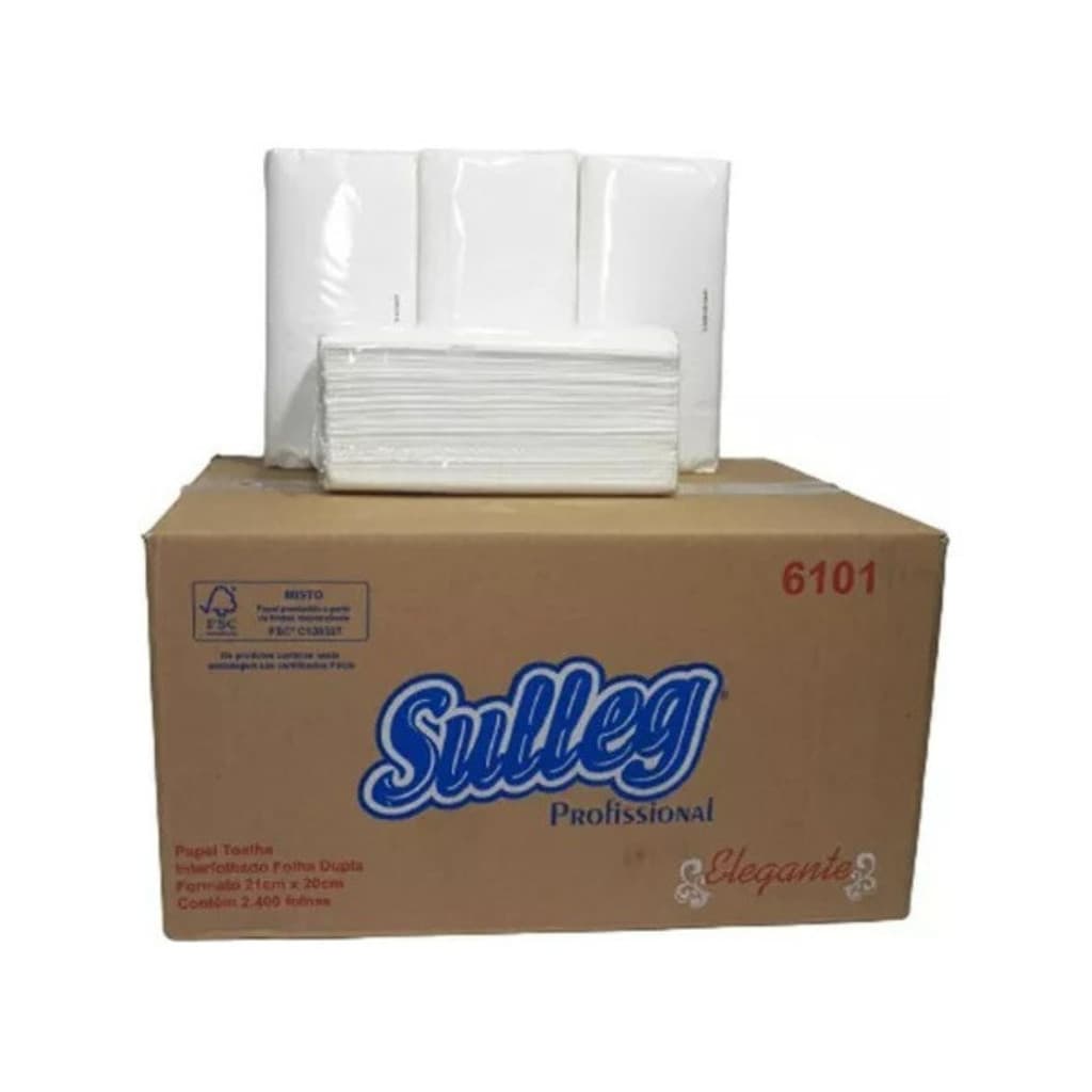 Papel Toalha Interfolha Folha Dupla C/ 2400 Folhas Extra Luxo 6101 Sulleg