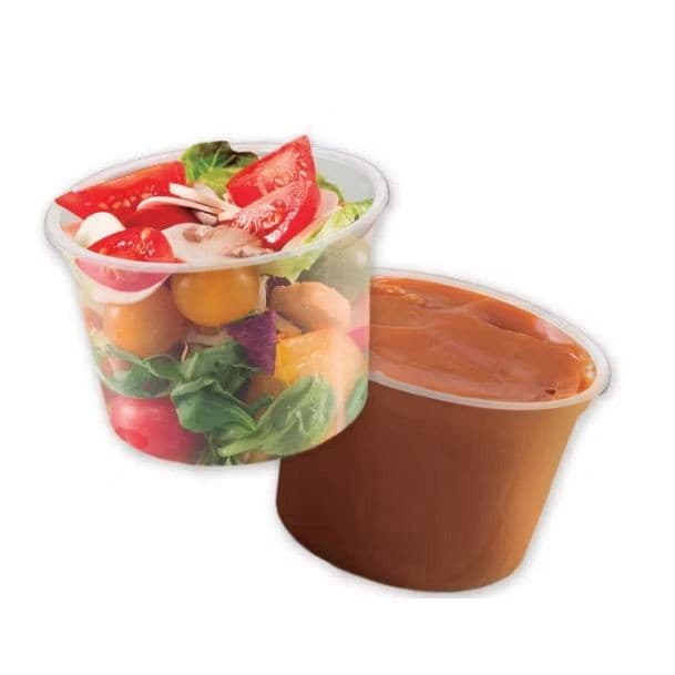 48un Kit Pote 350ml Redondo Descartável com tampa - para bolo no pote, açai e entre outros