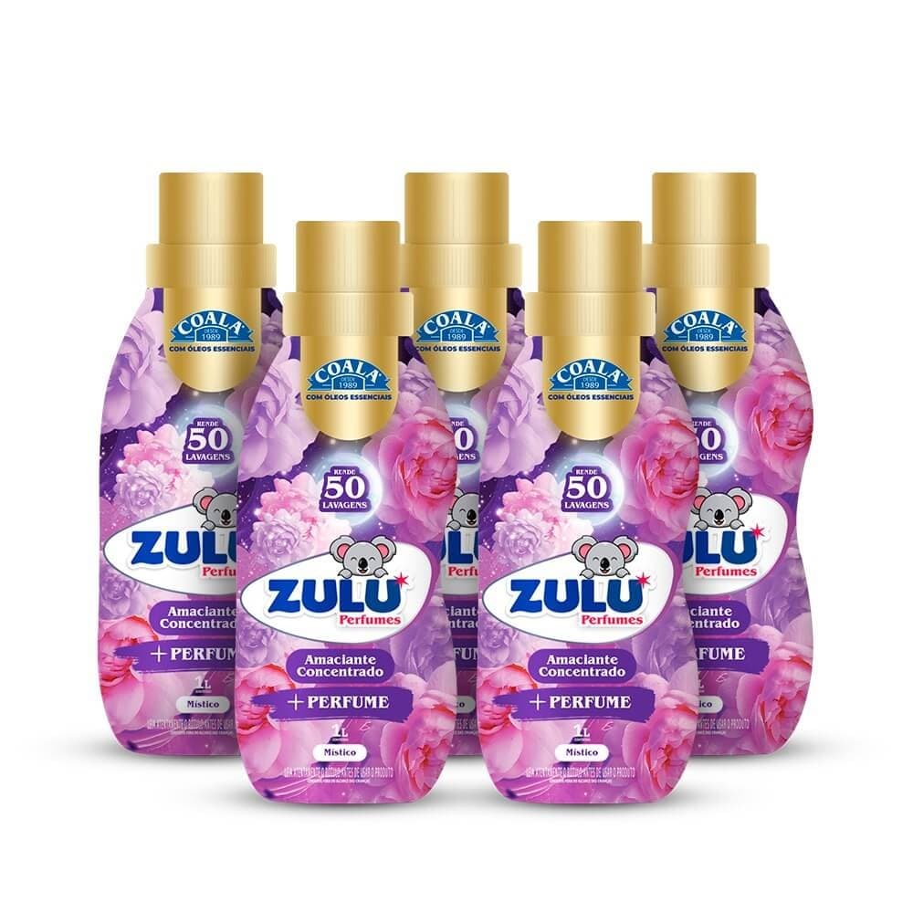 Kit 5 Amaciantes de Roupas Concentrado Zulu Perfumes/Coala - Místico 1 L
