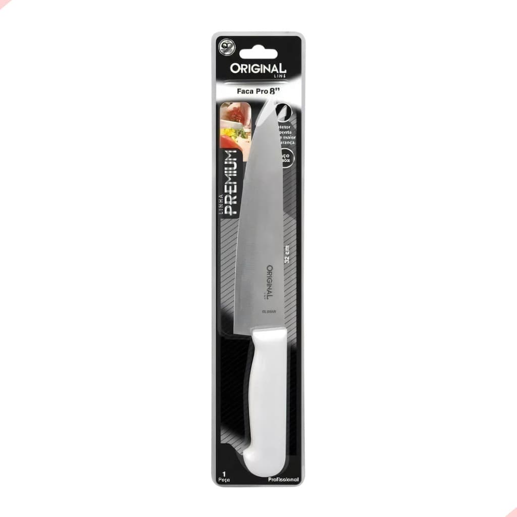 Peixeira Faca Inox Gourmet 8" Chef Açougueiro Carne Profissional Line ORL