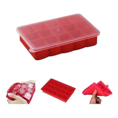 Forma De Gelo Em Silicone C/ Tampa Mimo Style 15 Cubos