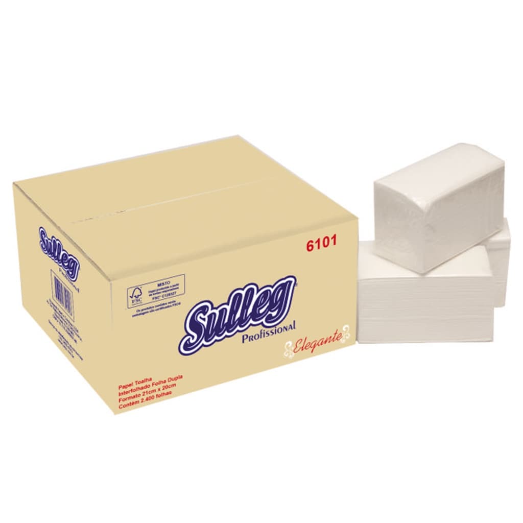 Papel Toalha Interfolha 2 Dobras Folha Dupla Elegante 2.400 folhas Sulleg
