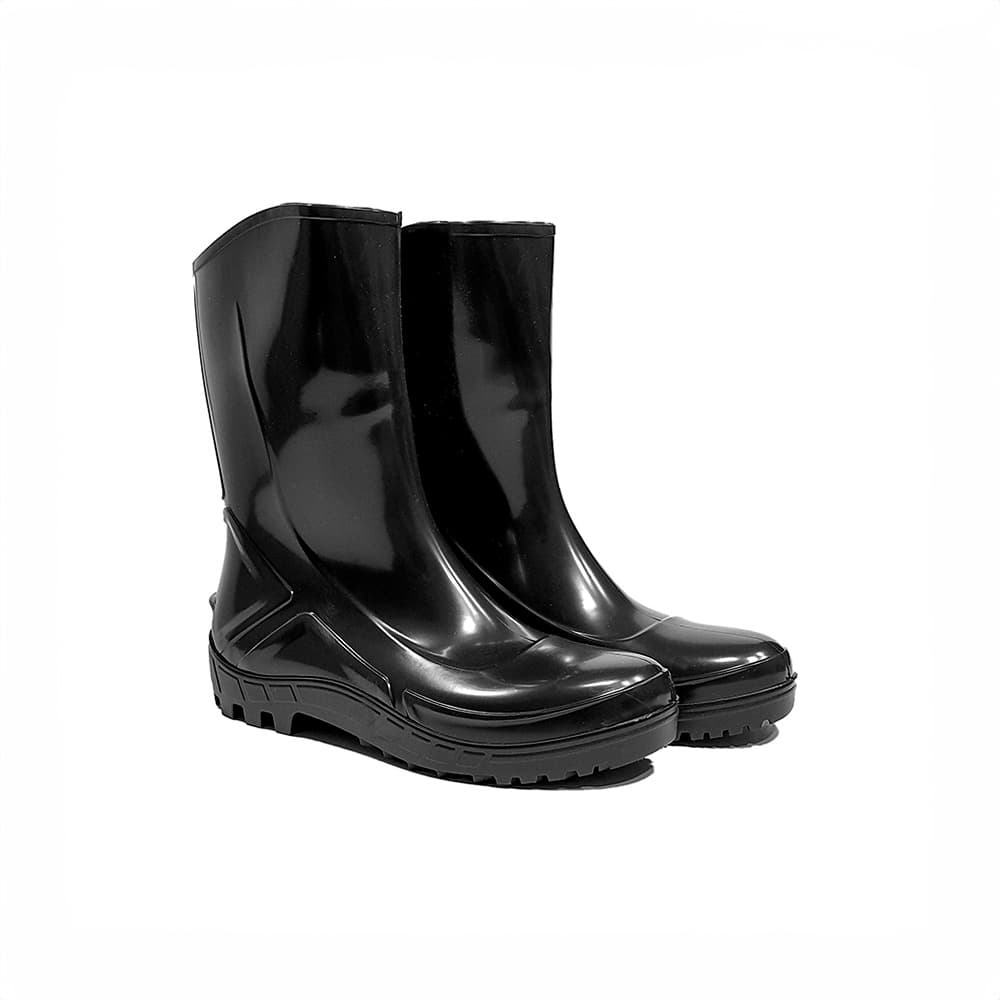 Galocha Bota de PVC Preta Cano Curto Médio 28cm Vulcaflex Marluvas de Borracha Sete Leguas Motoboy Limpeza Faxina