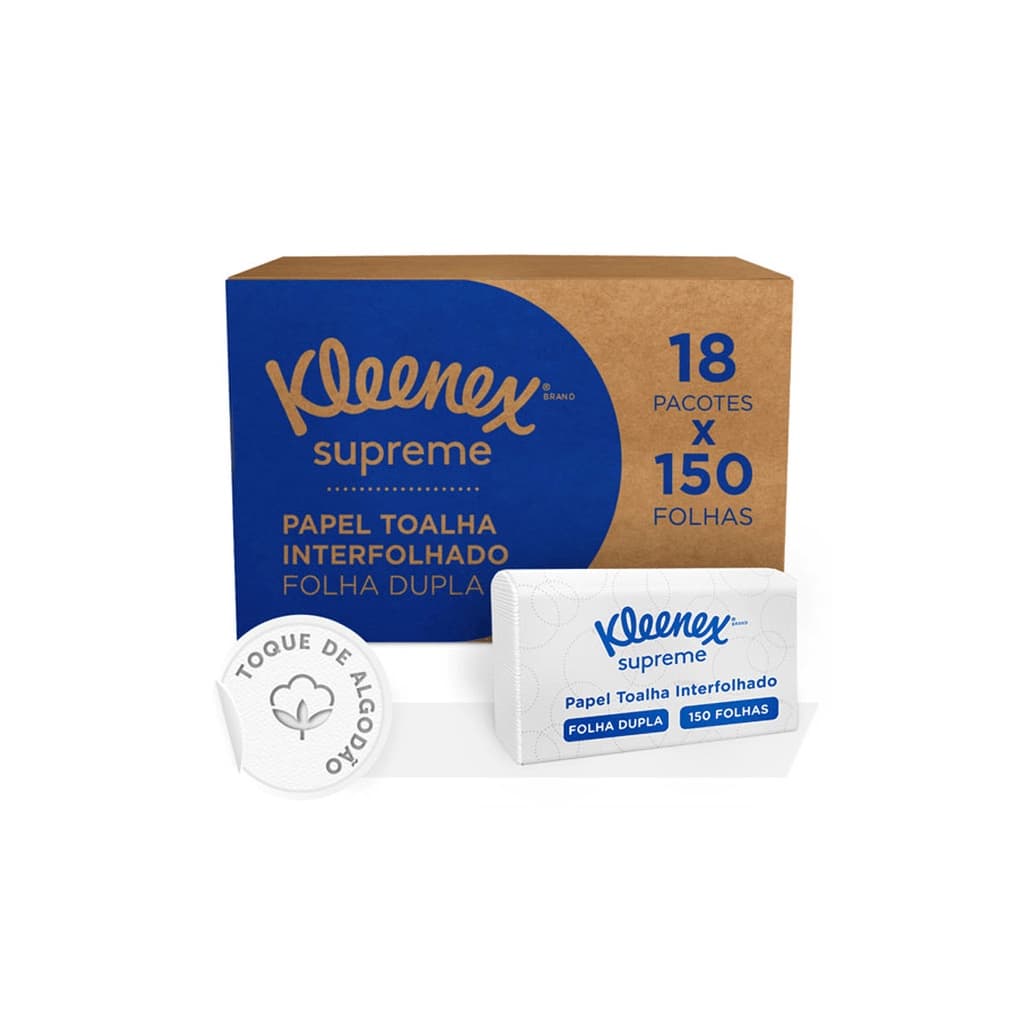Papel Toalha Interfolha Kleenex 2 Dobras Folha Dupla 22,3X24,1 - 2.700 Folhas