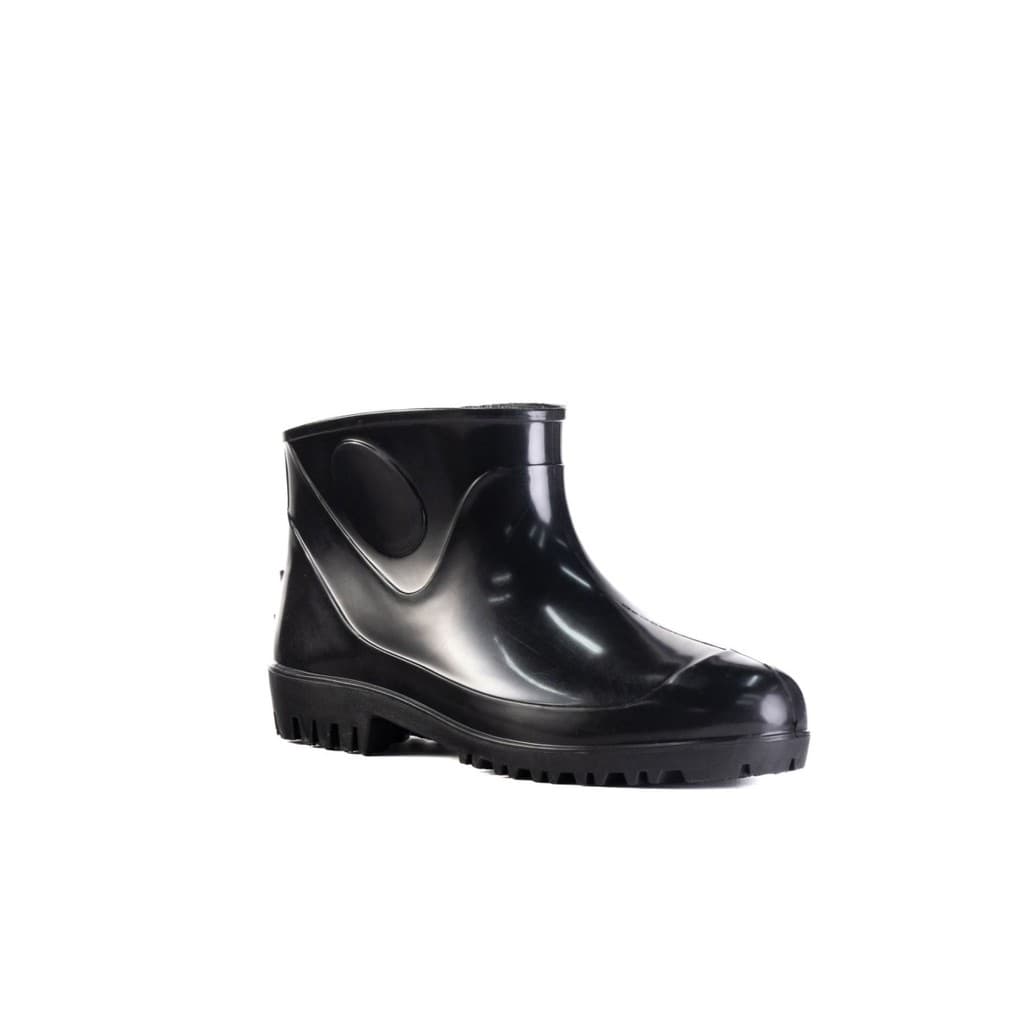 Bota Botinha Chuva Limpeza Pesca Motoqueiro PVC Impermeável Cano Extra Curto Sem Forro Preta CA40681