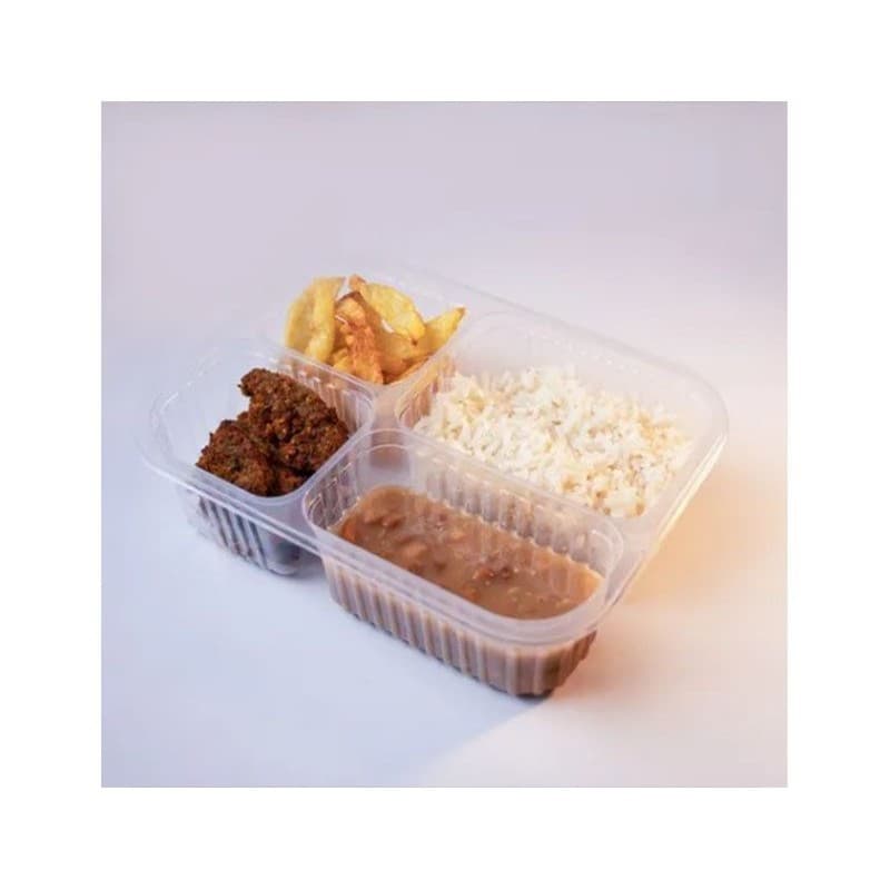 Pote Descartável 4 Divisórias Freezer Microondas Marmita Fitness Cor Incolor  Delivery 12X1 1200ml