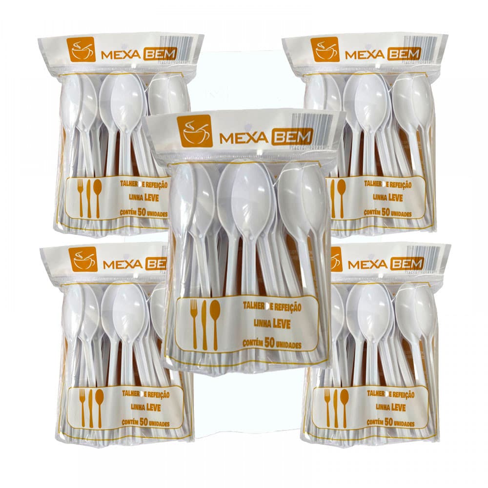 Kit 500 Colher Refeição Leve Branca 15,7cm Bella Donna