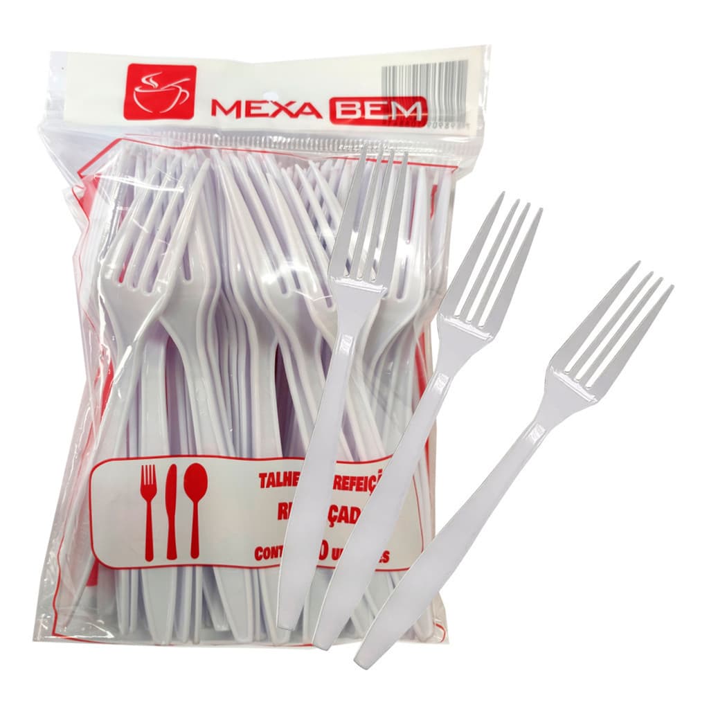 GARFO REFEIÇÃO REFORÇADA BRANCO C/500 DESCARTÁVEL MEXA BEM