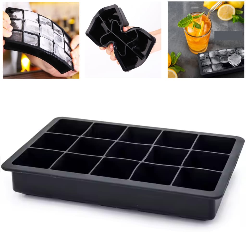 Formas De Gelo Em Silicone 15 Cubos Medio Bandeja Flexivel Utensilios De Cozinha Multiuso Lavavel