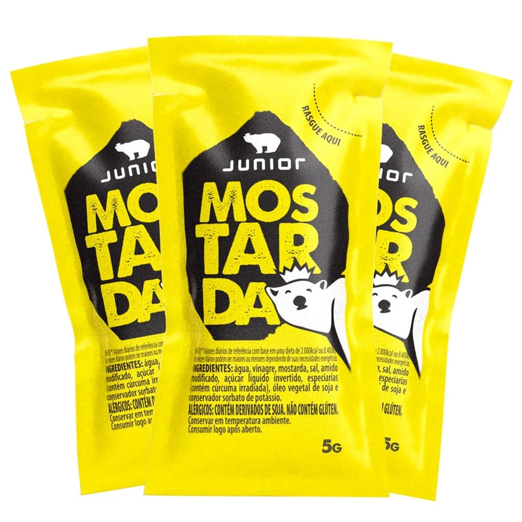 Molho de Mostarda Junior Sachê 5g Lanches Caixa 176 Unidades