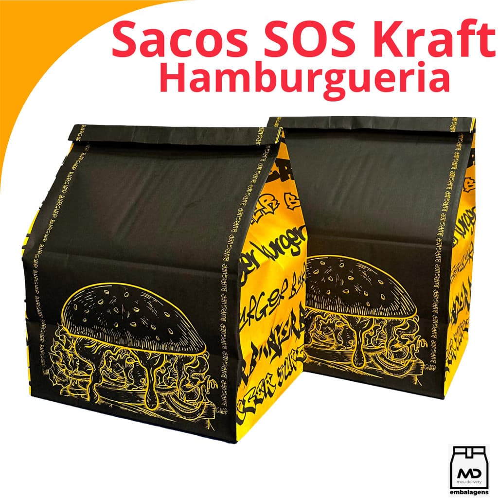 Sacos De Papel Kraft Tamanho M e G Embalagem Delivery  1000 unidades