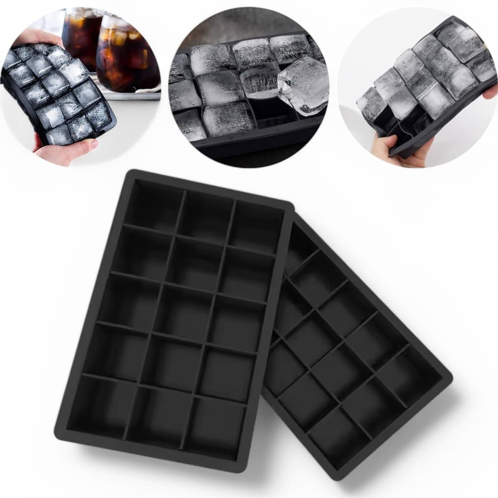 Kit Forma De Silicone 15 Cubos Forminha Bandeja Flexivel para Gelo Bebida Papinha Chocolate Doce