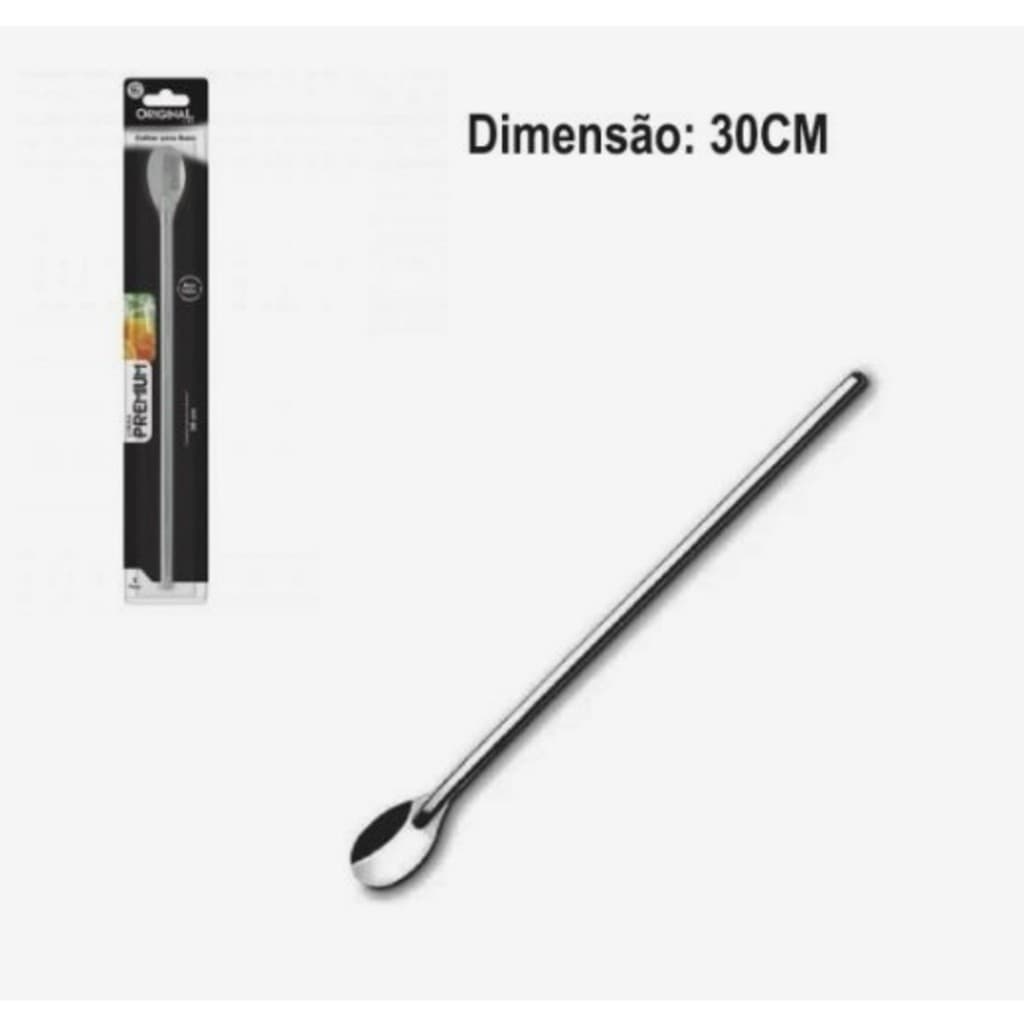 Colher Comprida Bailarina 30 cm em Inox – Ideal para Suco, Drink, Coquetel, Batida e Milk Shake (Original Line)