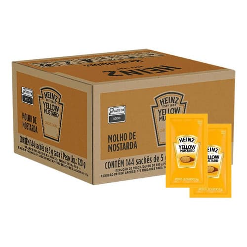 Molho De Mostarda Yellow Em Caixa Com 144 Sachês De 5g Heinz