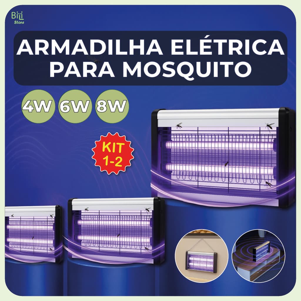 Armadilha Elétrica para Mosquito 40W 60W 80W Mata Insetos Luminária Led com Suporte para Parede