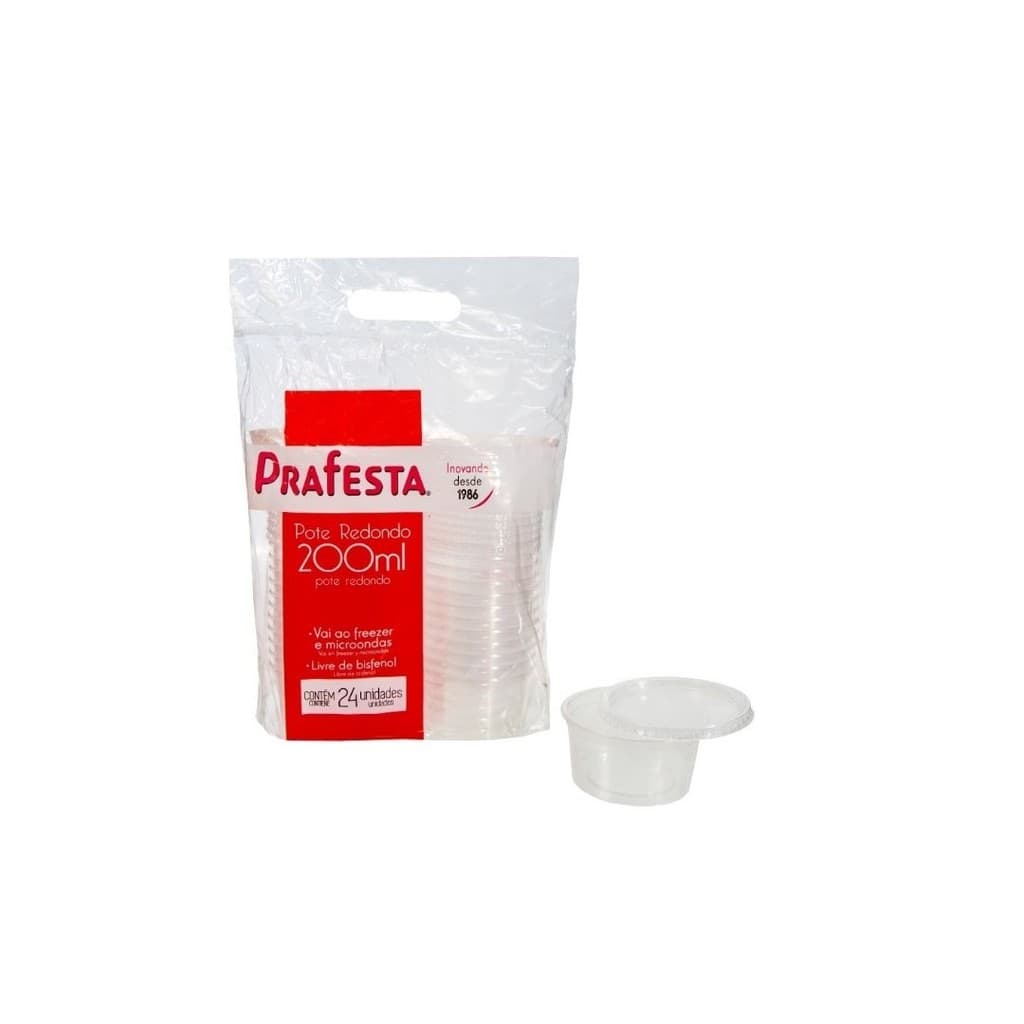 Pote Redondo 200ml c/ Tampa C/432 Un PraFesta Sobremesa Açaí Delivery