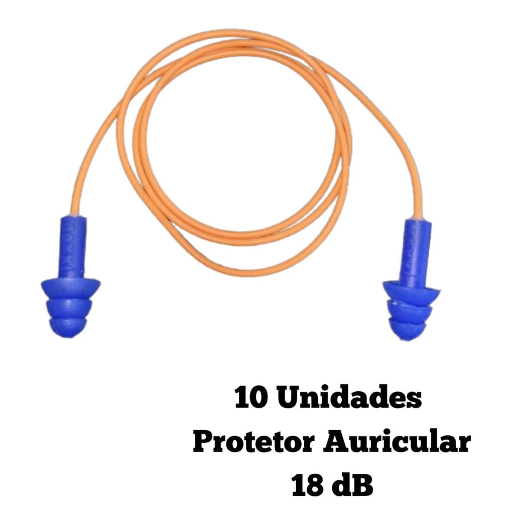 Kit 10 Protetor Auricular Plug Silicone com Cordão Grau Farmacêutico Maxxi Royal 18db